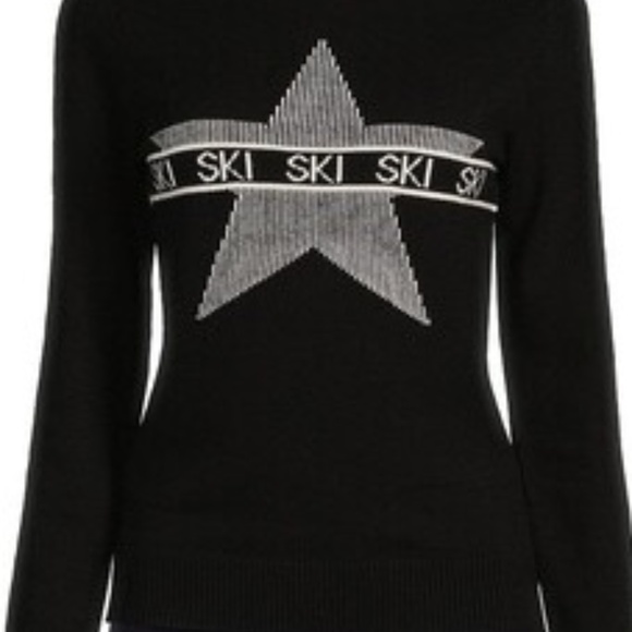 Perfect SKI Melani Active Stars Ribbed Knit Turtleneck Sweater Blk/White sXL NWT - Picture 2 of 6